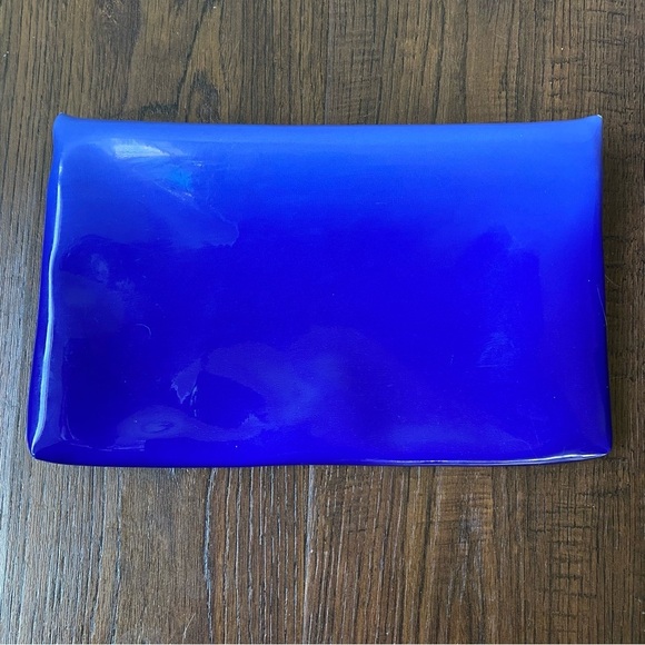 Dior Embossed Blue Ombré Faux Patent Leather Cosmetic Pouch Makeup Bag💄 - Picture 2 of 7